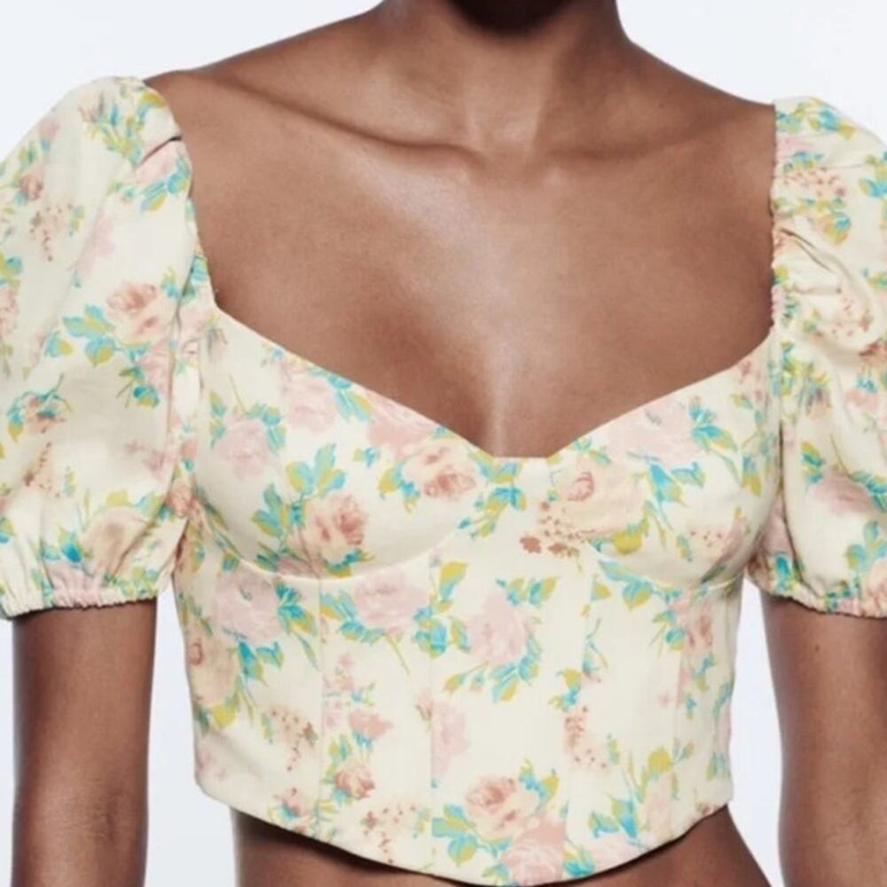 Zara Floral Corset Top Size Medium